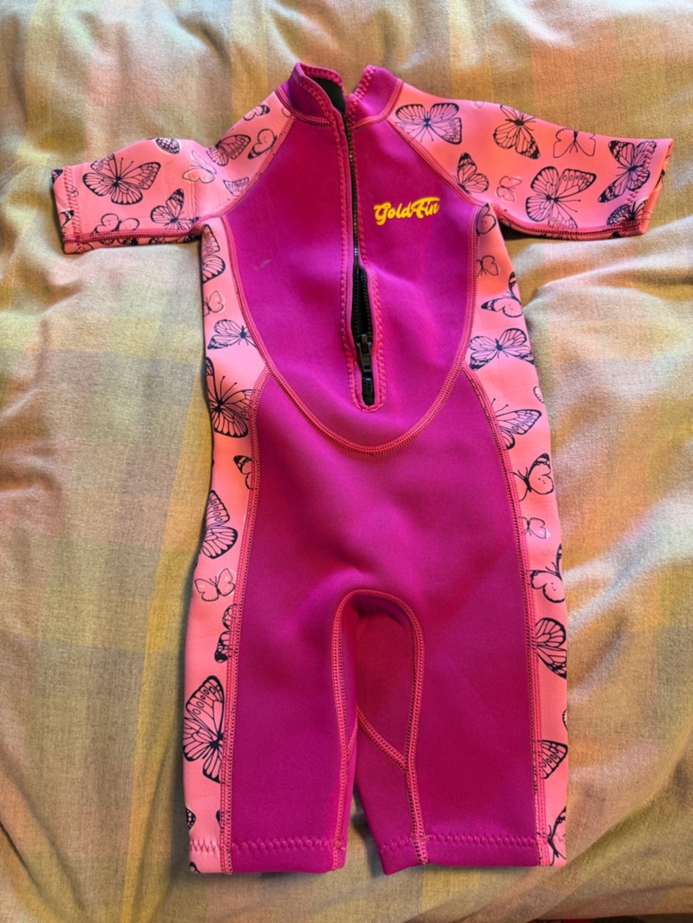 Goldfin Girls Pink Butterfly Shorty Wetsuit size 4